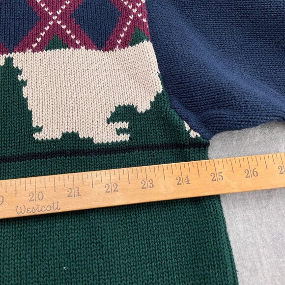 Roundtree & Yorke Sweater Men 2XLarge Blue Red Argyle Golfer Hand Intarsia VTG - Picture 4 of 9